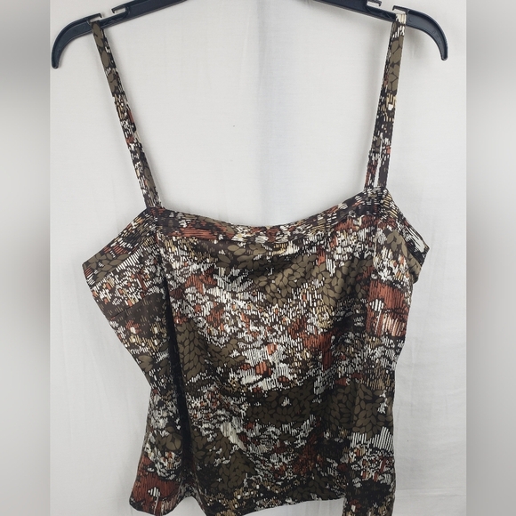 To The Max Brown Spagetti Strap Silky Shirt Sz L - Picture 2 of 11